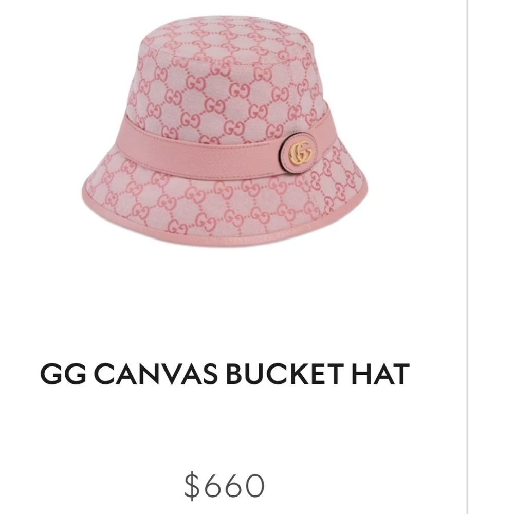 Gucci Adult PINK AND TAN Logo Bucket Hat Sz Medium - Picture 3 of 4
